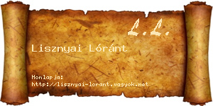 Lisznyai Lóránt névjegykártya